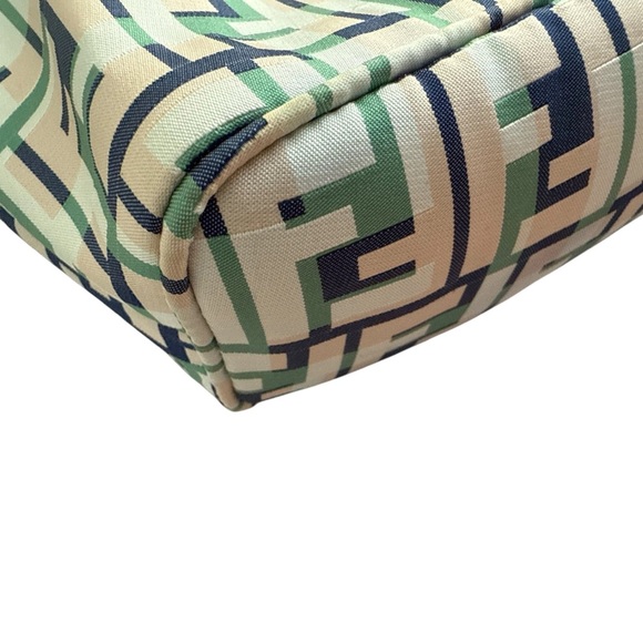 FENDI Authentic Zucca Multi-Color Canvas Tote Bag Navy Green Tan - Picture 7 of 13